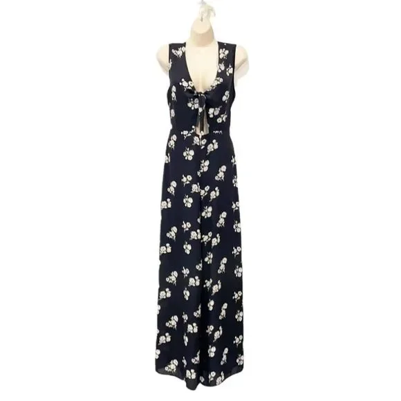 Blush Women Jumpsuit Floral Sleeveless Casual Wide Legs Black Size Med - Picture 1 of 10